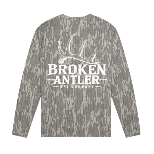 Broken Antler Hat Co.- Broken Antler Long Sleeve Shirt Mossy Oak Bottomland / White