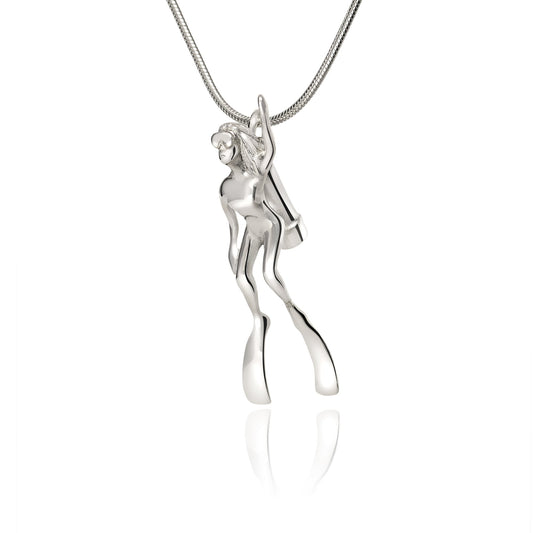Women Scuba Diver Sterling Silver Necklace Pendant for Women - The Tool Store