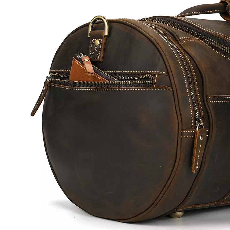 The Wainwright Weekender | Round  Vintage Leather Weekender - The Tool Store