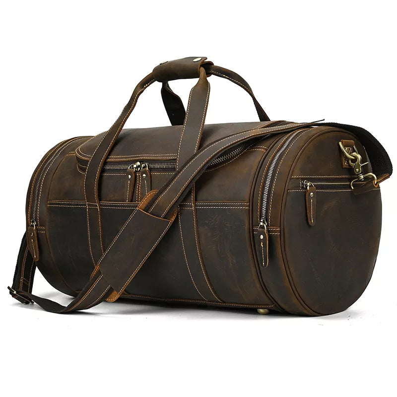 The Wainwright Weekender | Round  Vintage Leather Weekender - The Tool Store