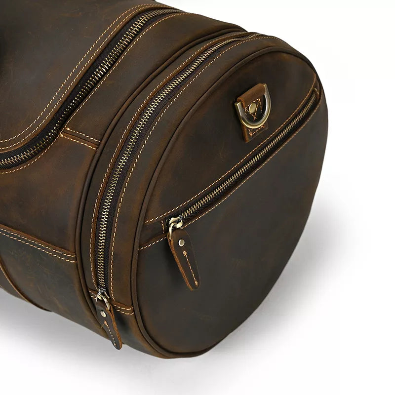 The Wainwright Weekender | Round  Vintage Leather Weekender - The Tool Store