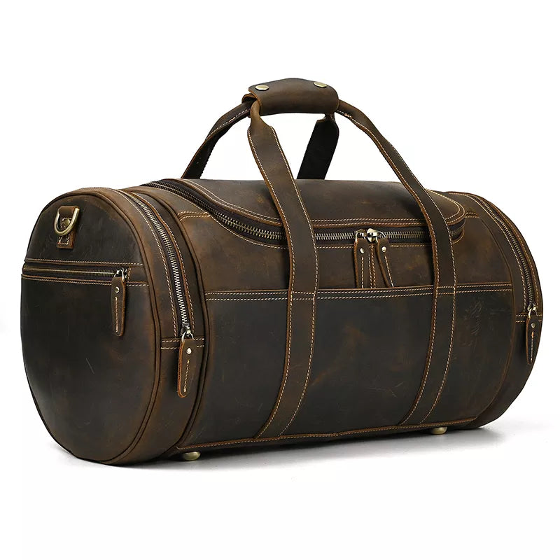 The Wainwright Weekender | Round  Vintage Leather Weekender - The Tool Store