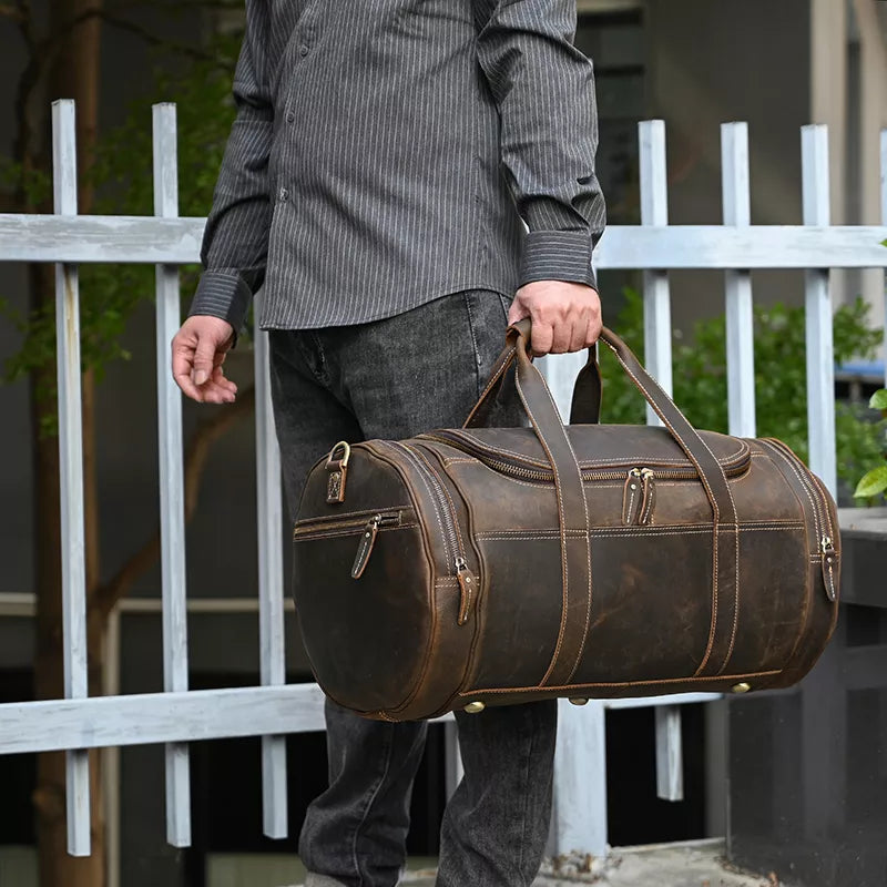 The Wainwright Weekender | Round  Vintage Leather Weekender - The Tool Store