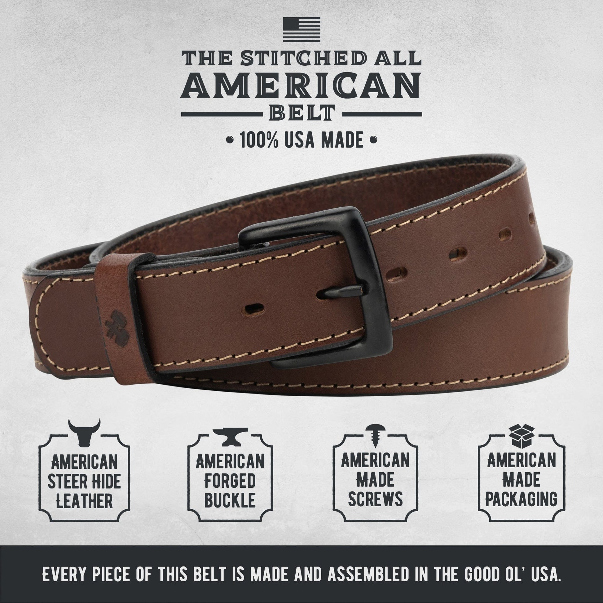 The All American Stitched Leather Belt - The Tool Store