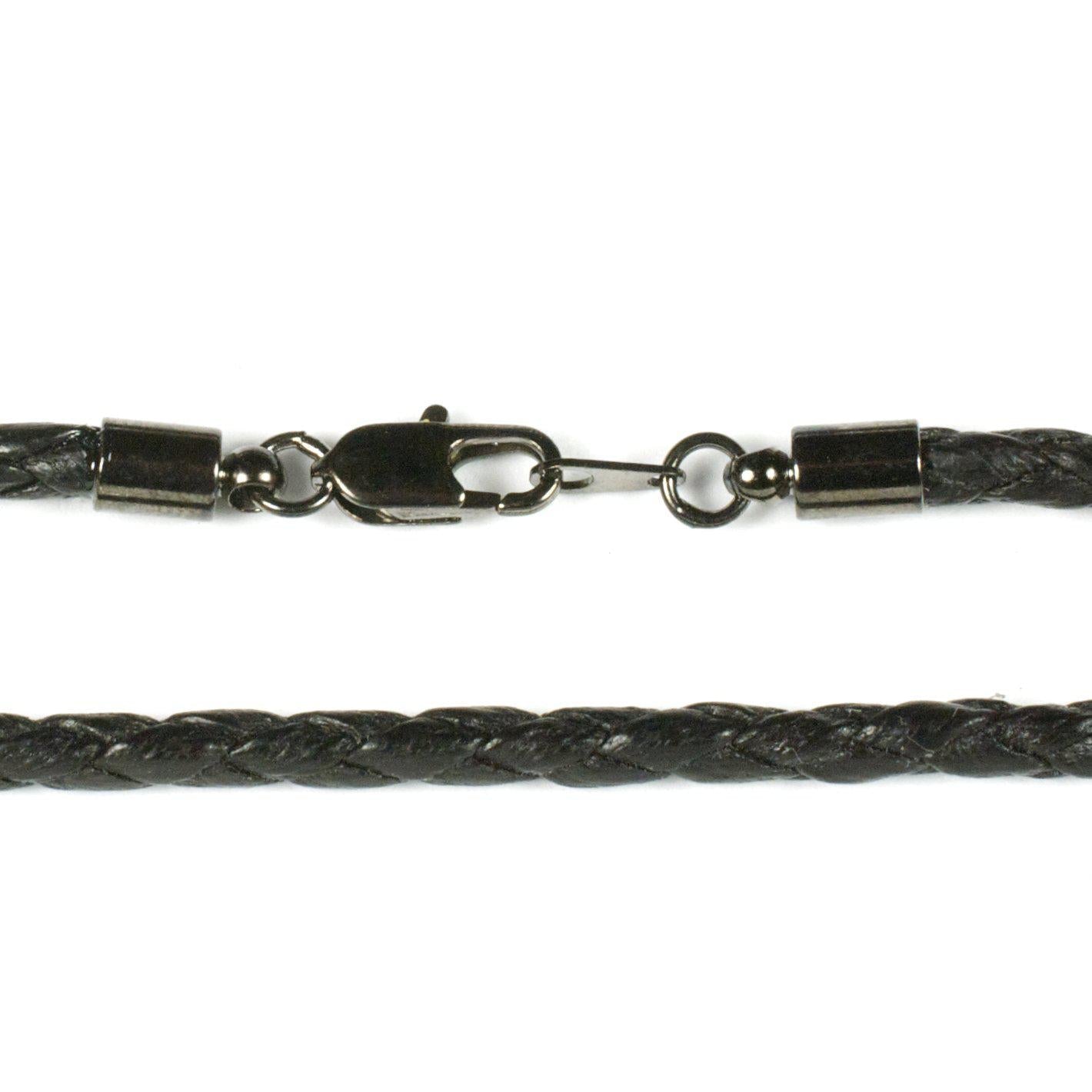 3mm Black Braided Cotton Cord with Hematite Finish Ends - The Tool Store