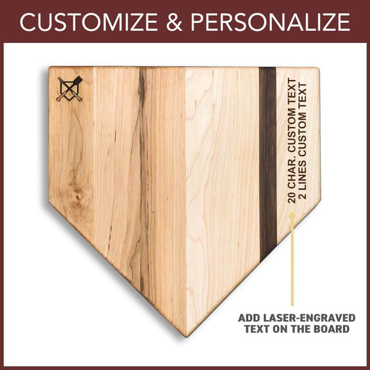 Full Size (17" x 17") Home Plate Cutting Board with Custom Text Engraving - The Tool Store