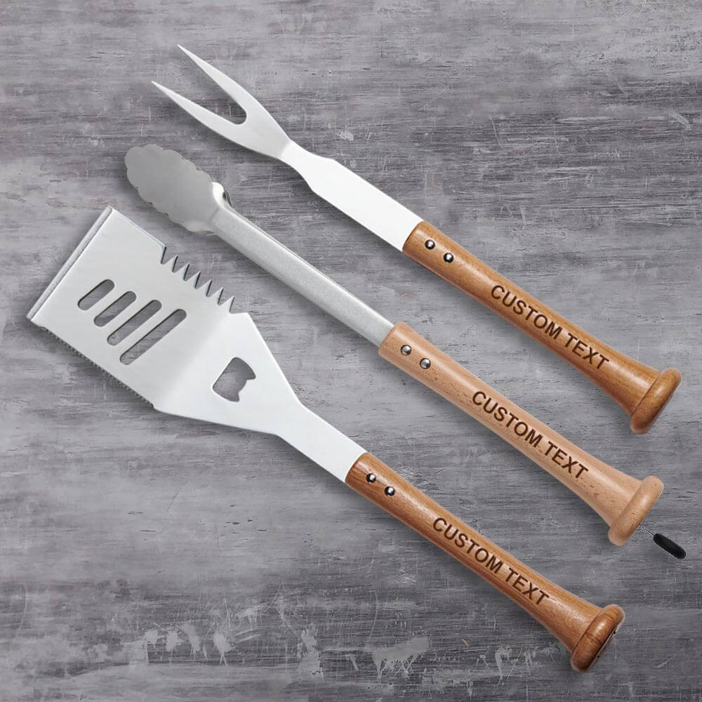 "Triple Play" Grill Set with Customized Handles - The Tool Store