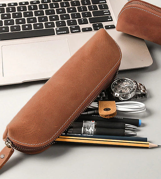 The Paavo Leather Pen Case | Leather Makeup Pouch - The Tool Store