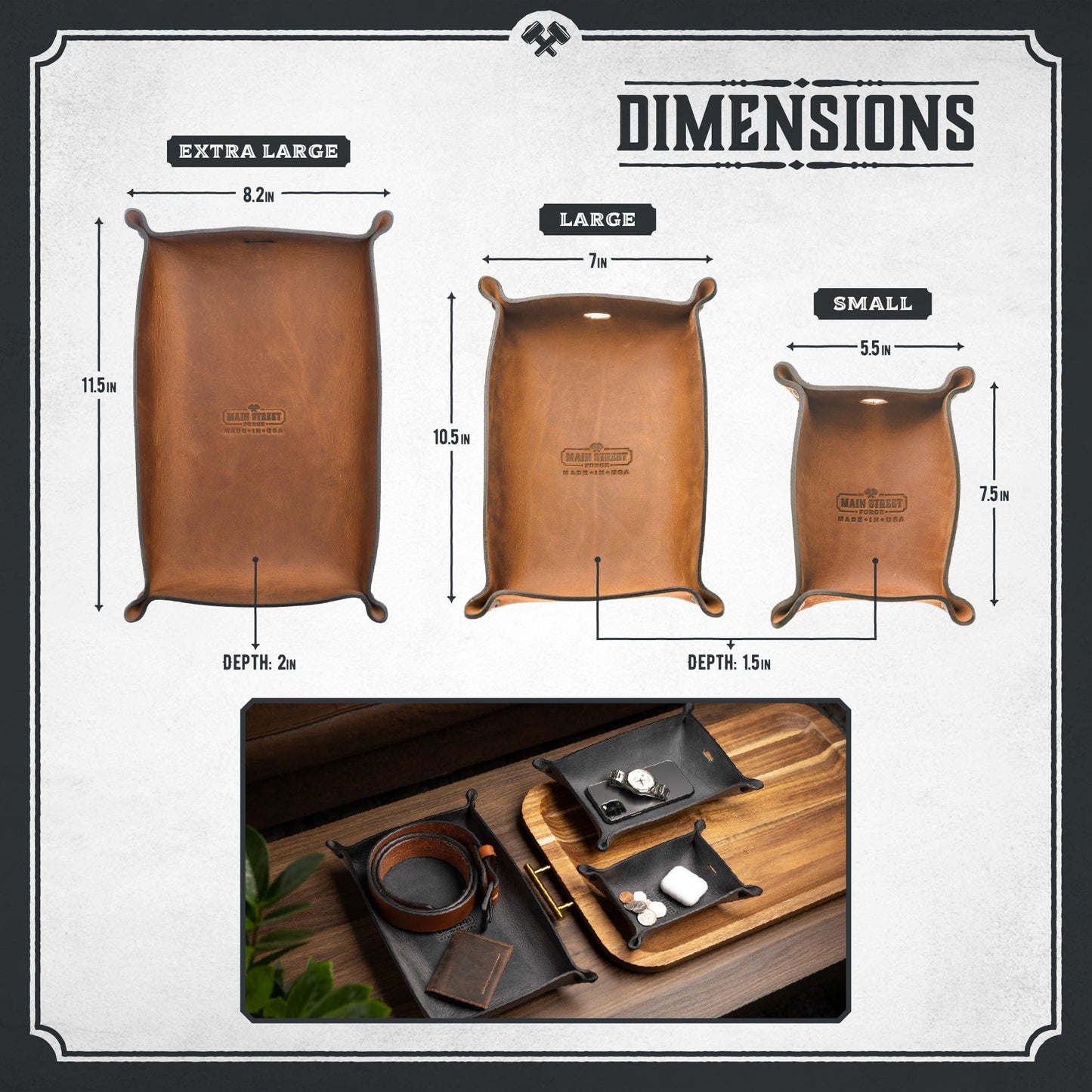 Full Grain Leather Valet Tray / Charging Station - The Tool Store