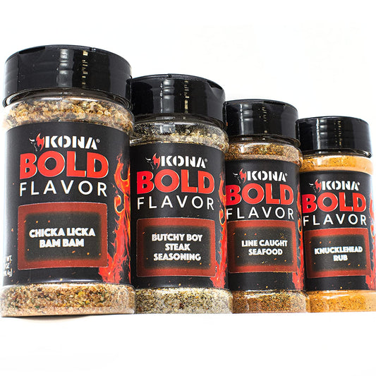 Kona Grilling Spices Gift Set - Bold, Mouth Watering Seasonings For Meat, Poultry, Seafood - Chicka Licka Bam Bam, Butchy Boy Steak, Line Caught Seafood and Knuckle Head Rub - The Tool Store