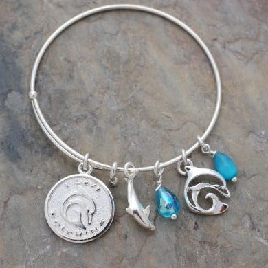 Dolphin Bracelet for Women, Dolphin Bangle Bracelet, Dolphin Charm Bracelet, Adjustable Dolphin Bracelet, Expandable Bracelet with Dolphin Charm - The Tool Store