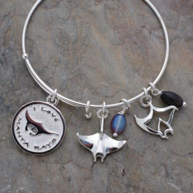 Stingray Bracelet, Manta Ray Bangle Bracelet, Stingray Charm Bracelet, Adjustable Bracelet for Women, Expandable Bracelet with Stingray - The Tool Store