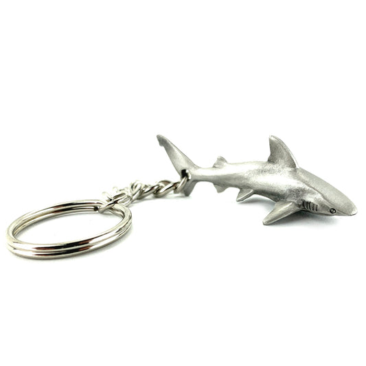 Reef Shark Keychain for Men and Women- Grey Reef Shark Keychain Charm, Gifts for Shark Lovers, Realistic Antique Pewter Keyring, Reef Shark Key Fob - The Tool Store