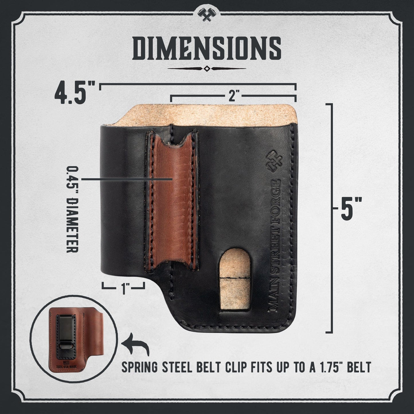 Leather EDC Pouch - Belt clip Multitool, Flashlight & Pen Sheath - The Tool Store