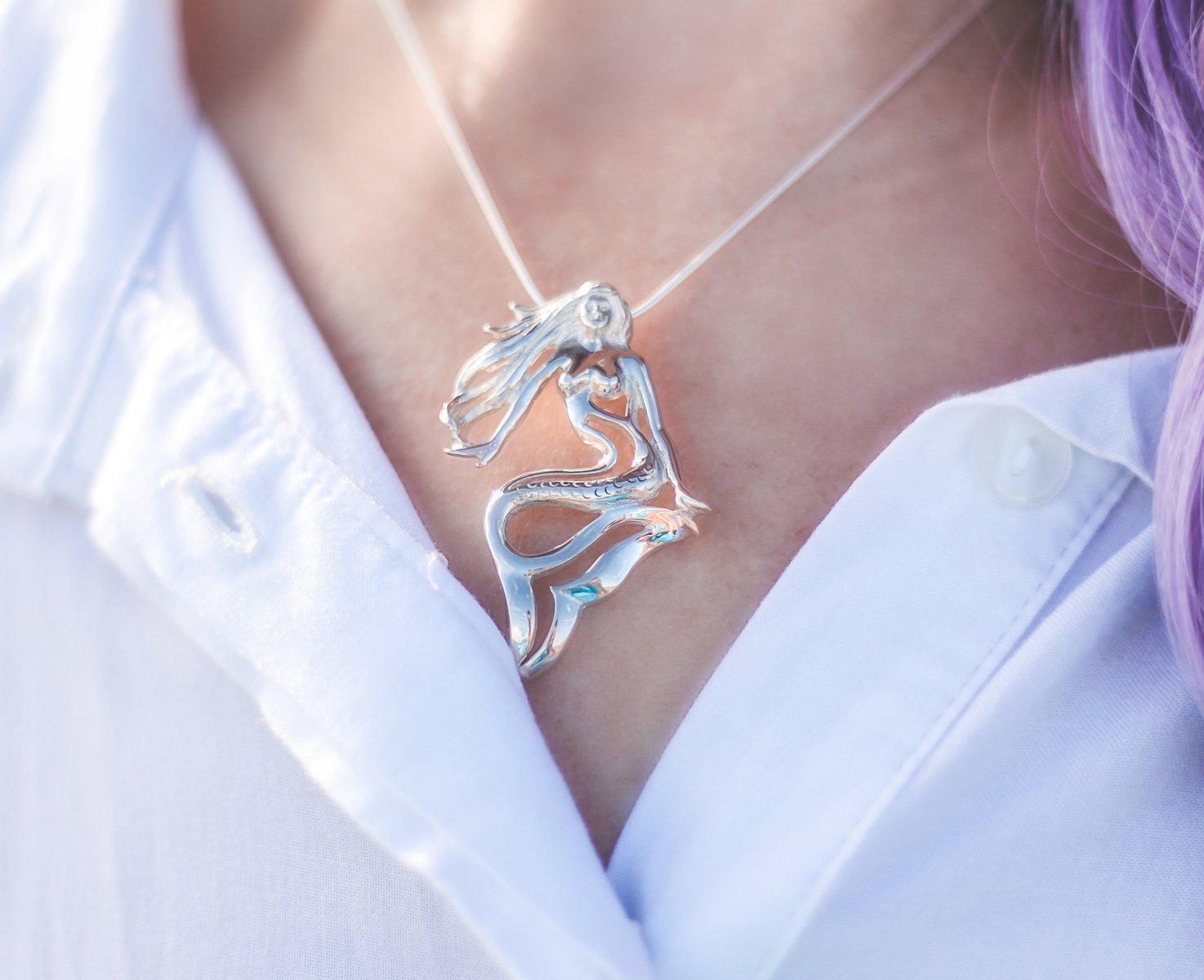 Mermaid Jewelry for Women Sterling Silver- Mermaid Necklaces for Women, Mermaid Gift Ideas for Adults - The Tool Store