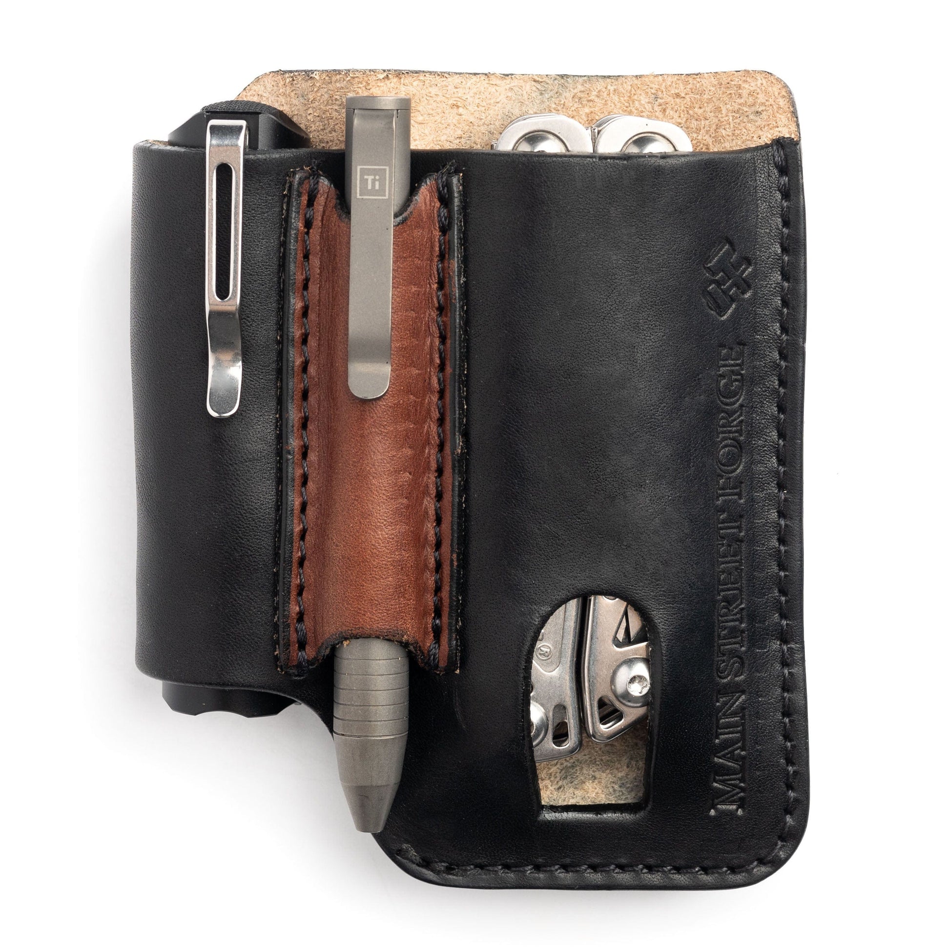 Leather EDC Pouch - Belt clip Multitool, Flashlight & Pen Sheath - The Tool Store