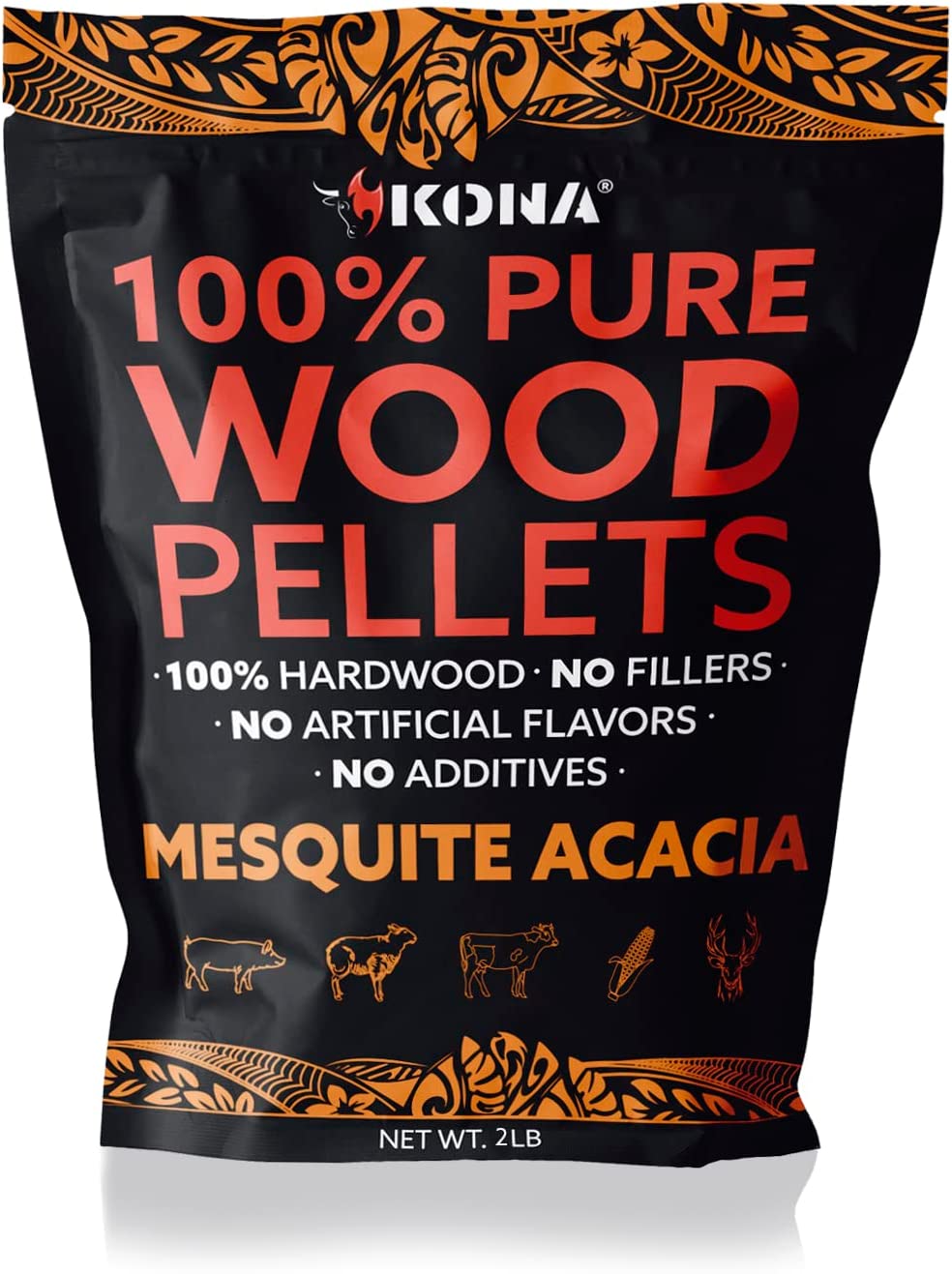 Kona 100% Mesquite Acacia Wood Pellets - Grilling, BBQ & Smoking - Concentrated Pure Hardwood - Bold Smoke - The Tool Store
