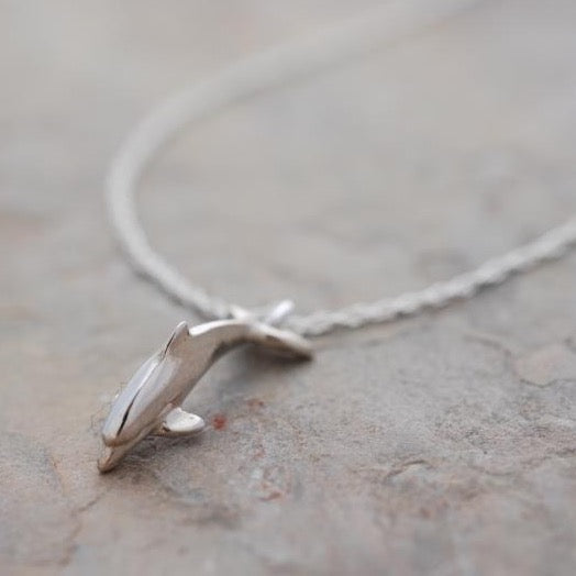 Dolphin Pendant with a Sterling Necklace, Ocean Theme Miniature Realistic Sea Life Dolphin Necklace Sterling - The Tool Store