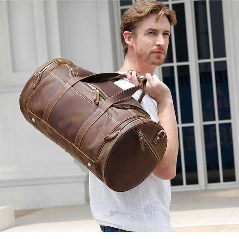 The Wainwright Weekender | Round  Vintage Leather Weekender - The Tool Store