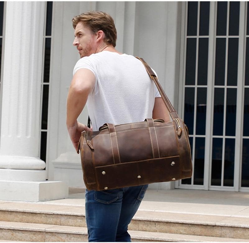 The Wainwright Weekender | Round  Vintage Leather Weekender - The Tool Store