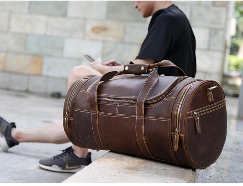 The Wainwright Weekender | Round  Vintage Leather Weekender - The Tool Store