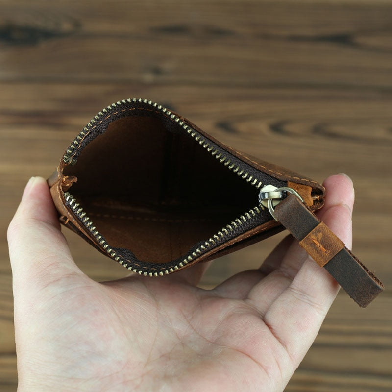 The Cael | Handmade Leather Coin Purse with Zipper - The Tool Store