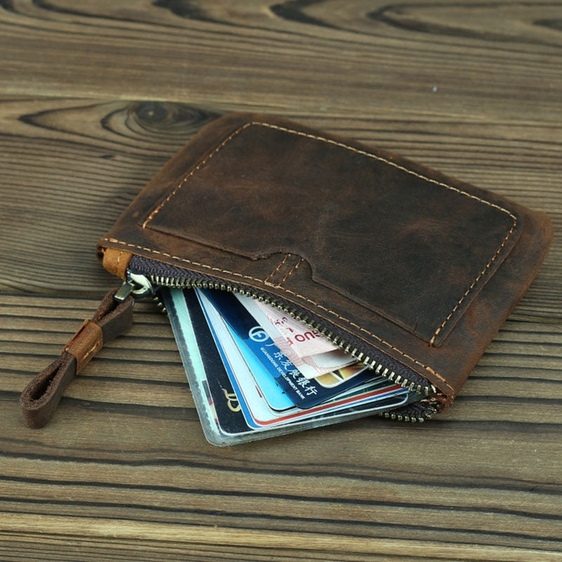 The Cael | Handmade Leather Coin Purse with Zipper - The Tool Store