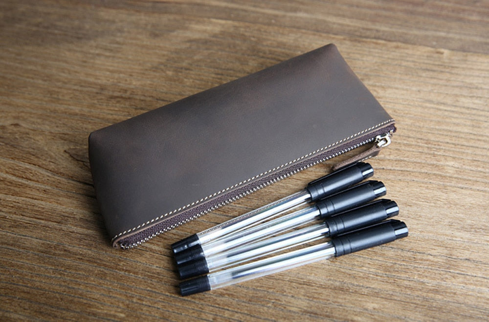 The Pallavi | Handmade Leather Pencil Case - Leather Makeup Bag - The Tool Store