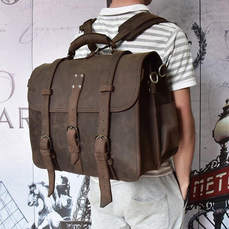 The Gustav Messenger Bag | Large Capacity Vintage Leather Messenger Bag - The Tool Store