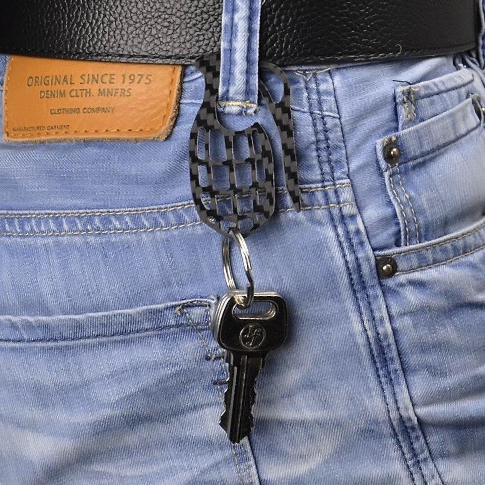 Real Carbon Fiber Grenade Shaped Key Holder - The Tool Store