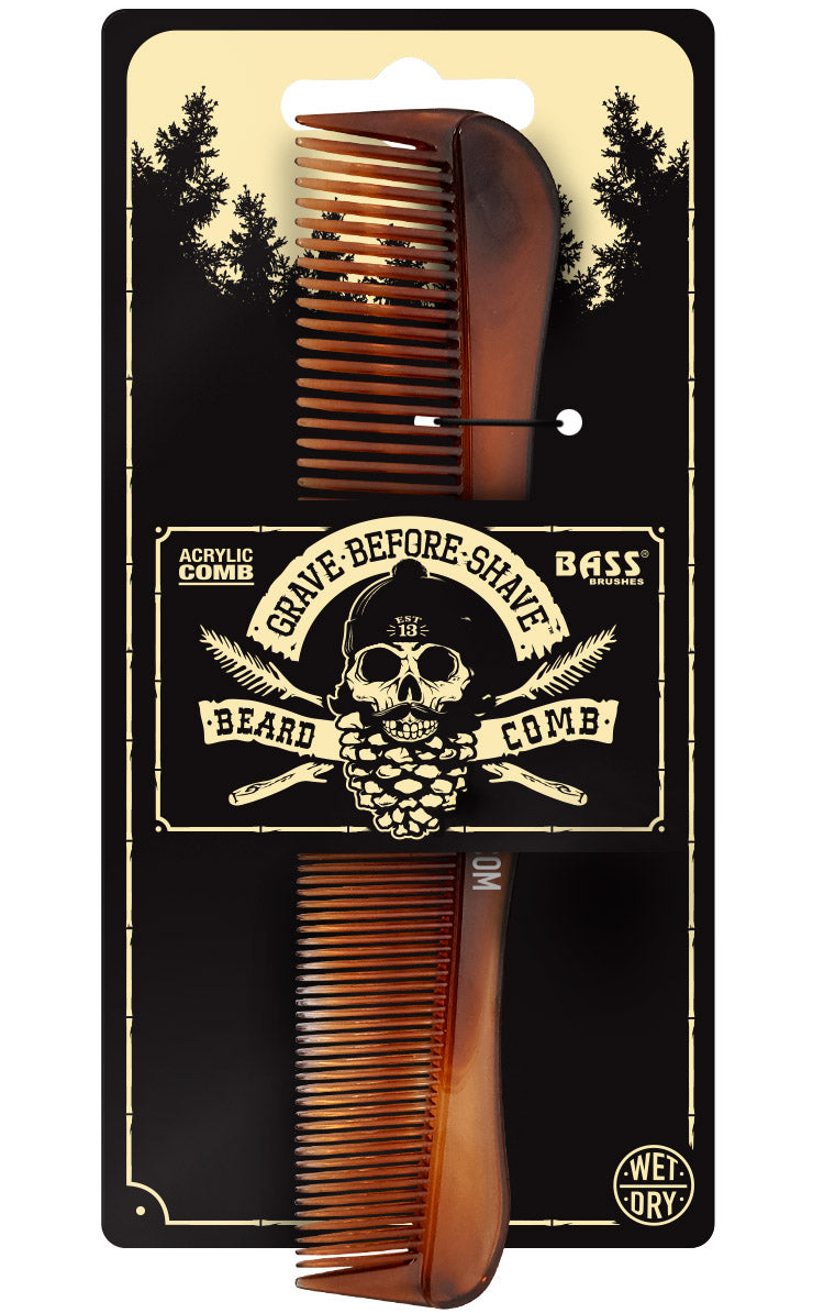 Grave Before Shave Acrylic Tortoise Shell Fine/Wide Tooth Comb (made by BASS) - The Tool Store