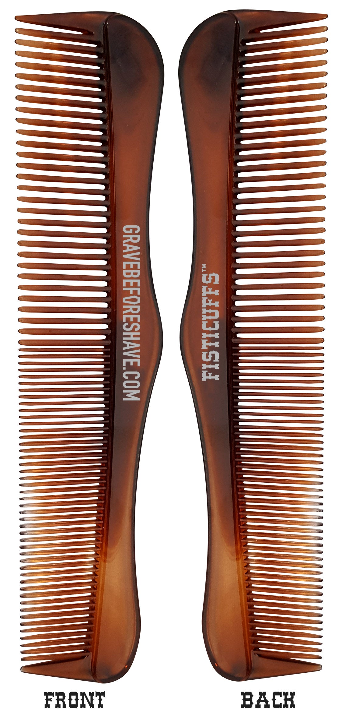 Grave Before Shave Acrylic Tortoise Shell Fine/Wide Tooth Comb (made by BASS) - The Tool Store